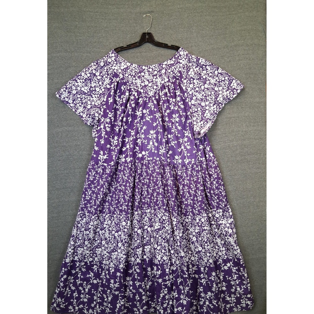 Only Necessities Womens 5X Plus Purple Floral Tiered Maxi Boho Cottage Prairie